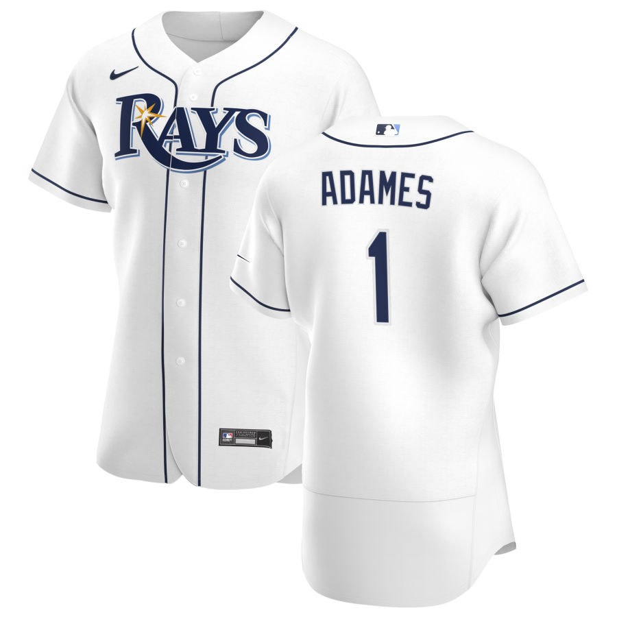 Tampa Bay Rays #1 Willy Adames Men Nike White Home 2020 Authentic Player MLB Jersey